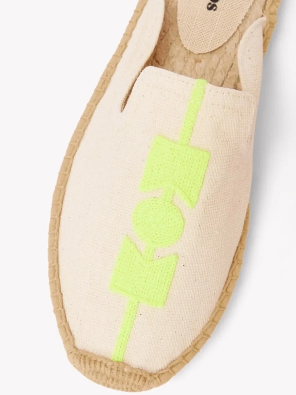 NWT Soludos Cream Slip-On Espadrille with NeonYellow Stripe